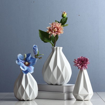 Modern Decoration White Ceramics Flower Vase Geometry Crafts Home Creative Gift   152789712673